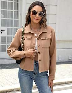 Chaquetas recortadas de pana a la moda para mujer, camisetas de manga larga con cierre de cremallera, camisetas transpirables de invierno, camisas sólidas de moda de otoño - Product Image 6