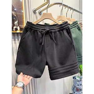 Nueva moda 2025, pantalones cortos Retro de verano para hombre, pantalones cortos informales con bolsillos, pantalones de corte medio de Color liso de alta calidad, cintura elástica con lazo - Product Image 1