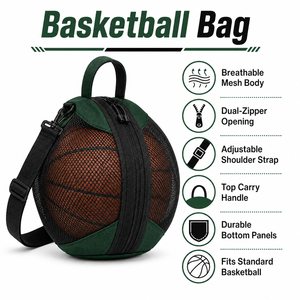Sac en filet pour basket-ball avec construction respirante et espace de rangement spacieux, conçu pour un transport facile des ballons et de l'équipement sportif - Product Image 6