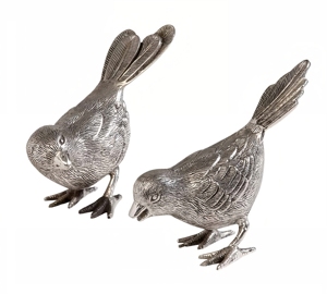 Lot de 2 statues de figurines d'oiseaux de haute qualité Design angulaire décoratif pour étagère ou table Prix direct d'usine Plaqué or - Product Image 3