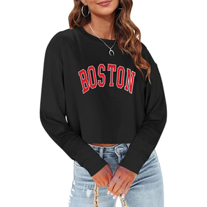 Comprar personalizado Tipografía de moda sudaderas negras para las mujeres de gran tamaño suelto impreso sudaderas - Product Image 1