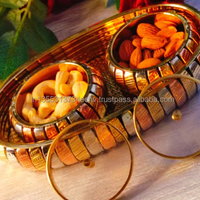 Ensemble de 2 plateaux carrés multi-usages en laiton, cuivre et argent allemand, style antique, écologique, pour fruits, idéal pour mariage, décoration intérieure, cuisine