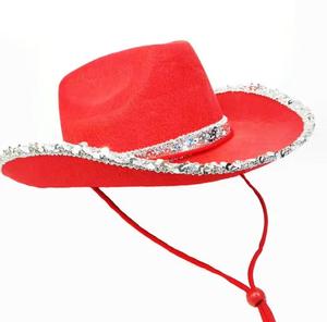 Vente en gros en stock Chapeau de cowboy en toile de jute blanche avec fil d'argent-Chapeau unisexe décoratif pour sports d'été pour adultes - Product Image 4