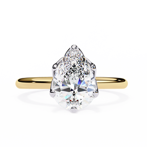 SHREERAJ SOLITAIRE 2.00 Carat Poire Cut Lab Grown Diamond Bague de fiançailles pour femme IGI Certified 18K Yellow Gold Vintage Crown - Product Image 1