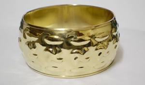 Luxury Wave Pattern Embossed Gold Plated Copper Bangle For Women Trendy Wide Statement Cuff <b>Bracelet</b> Elegant High Polish <b>Metal</b> - Product Image 4