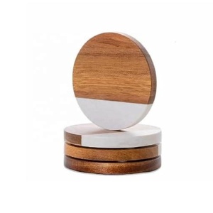 Posavasos redondos de mármol y madera de alta calidad, Juego de 4 posavasos hechos a mano para bebidas, café, té, decoración del hogar, posavasos - Product Image 5
