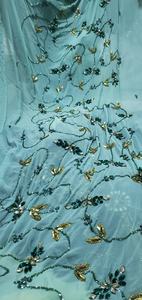 Tissu de broderie à la main de luxe Centra Design, dentelle florale en cristal, rayonne, viscose, cachemire, élasthanne, organza - Product Image 4