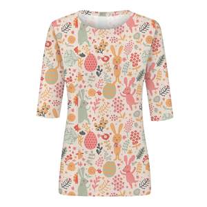 Camisetas de Algodón de Pana para Mujer de Alta Calidad, Ecológicas, Ajustadas, Transpirables, Diseño Personalizado, Patrón 3D, Moda en Venta - Product Image 5