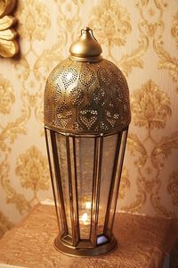 2026 Ramadan and Events Home <b>Decoration</b> Handmade Gold Metal <b>Moroccan</b> Lantern Pillar Holder - Product Image 3