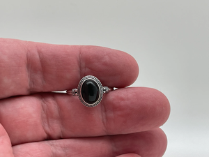 925 Sterling Silver Onyx Gemstone Ring Handmade <b>Black</b> Onyx Wedding Band for Women <b>Black</b> Onyx Jewelery with Oval Cut Diamond - Product Image 3