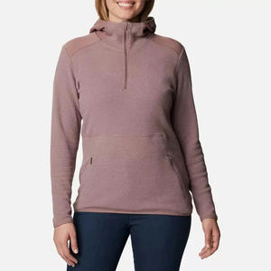 Sudadera con Capucha de Algodón de Manga Larga Informal para Mujer, Ropa de Calle de Alta Calidad con Diseño de Logotipo Bordado Personalizado, Media Cremallera de Invierno - Product Image 1