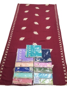 Voile AHE TS en polyester pour femmes africaines, broderie florale, strass, doux, léger, respirant, long, idéal pour l'été – Vente en gros - Product Image 2