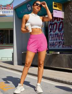 Short femme short athlétique taille haute short élastique imperméable de gymnastique et d'entraînement avec poche pour la course et le sport - Product Image 4