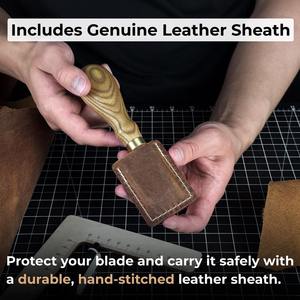 Cuchillo de afeitar recto Hoja afilada Cuchillo japonés de cuero Forjado a mano de acero al carbono endurecido, mango de ceniza, con funda. - Product Image 4