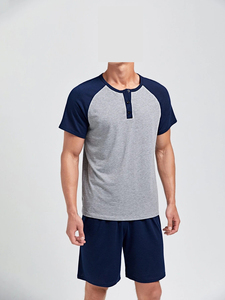 Ensemble double personnalisé pour hommes survêtement d'été respirant à manches courtes T-shirt Shorts tenue décontracté solide polyester coton matériel - Product Image 6