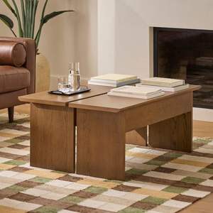 Ensemble de tables basses en bois conçu avec des détails artisanaux pour une mise en scène élégante de l'intérieur de la maison - Product Image 6