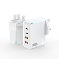 Adaptateur de voyage à charge rapide 100W QC3.0+PD 2 USB + 2 ports Type-C, câble rétractable, pliable, pour ordinateur portable et tablette, certifié CE, garantie 12 mois