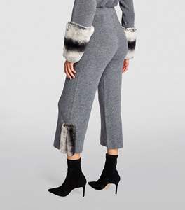 Premium Quality Latest Design Cheap Price Grey Color <b>Fur</b> <b>Trim</b> Trousers For Women's Winter Custom Clothing Trouser For Women's - Product Image 6
