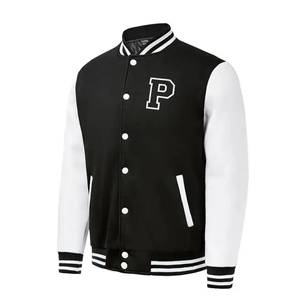 เสื้อแจ็คเก็ตเบสบอลแบบวาร์ซิตี้สำหรับผู้ชายรุ่น RI-300 จาก Ronpex International ขายส่ง พร้อมปักโลโก้แบบกำหนดเอง ตัวเสื้อและแขนเสื้อทำจากผ้าขนสัตว์ ปักลายปะติด - Product Image 2
