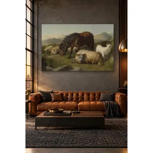 Fida Richard Ansdell - Impression sur toile d'un poney et une vache dans une prairie de montagne - Product Image 5
