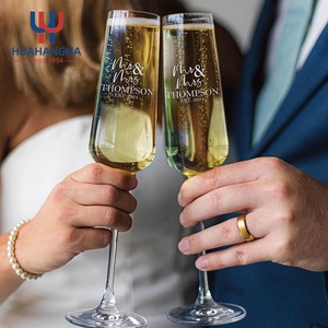 Elegant Crystal For <strong>Champagne</strong> <strong>Flutes</strong> Gift Set 2 Reusable Glasses With Custom Logo For Couples - Product Image 4
