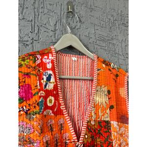 Chaleco Kimono Acolchado de Algodón Hecho a Mano para Mujer, Estilo Boho con Rayas y Ribetes, Talla Grande, Ropa de Abrigo para Invierno y Primavera con Bordado Vintage - Product Image 4
