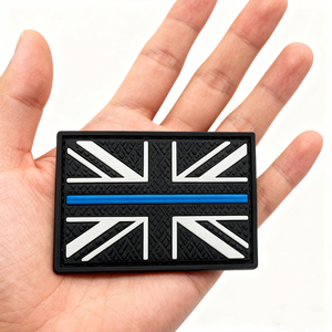 Custom <strong>UK</strong> Flag Thin Line <strong>PVC</strong> Patch Soft Rubber 3D Embossed Label Hook and Loop Backing for Outdoor Gear Backpacks and Jackets - Product Image 4