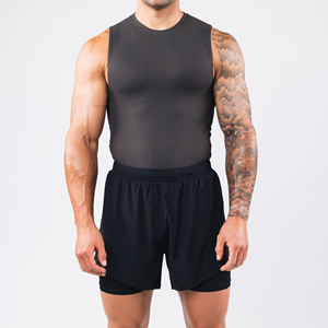 100% poliéster venta al por mayor logotipo personalizado Atlético gimnasio Fitness entrenamiento correr camisetas hombres culturismo Stringer Tank Top - Product Image 6