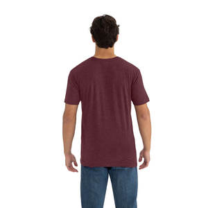 T-shirts légers à col rond de marques variées, couleur bordeaux, en mélange CVC doux, conçus pour le confort et la possibilité d'impression - Product Image 2
