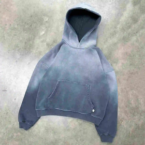 Sudadera con Capucha Oversize de Algodón 100% French Terry, Estilo Vintage, Personalizada, para Otoño, de Alto Gramaje, Lavado Ácido, Gris con Bordado, 500 Gsm - Product Image 1