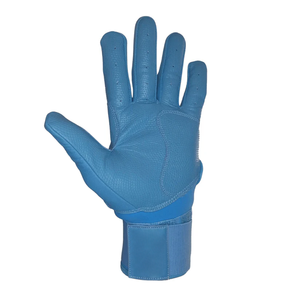 Guantes de bateo de softbol transpirables duraderos de calidad superior Guantes de bateo de béisbol de cuero azul bebé con puño de correa ajustable - Product Image 2
