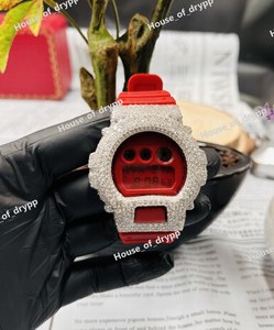 Reloj de Cristal Rojo con Incrustaciones de Diamantes Moissanite VVS, Caja de Plata 925, Estilo Hip Hop, Lujoso, Resistente al Agua, Movimiento Digital, Unisex - Product Image 5