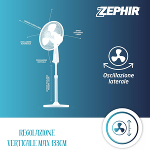 Zephir ZNG41P ซูเปอร์เซนต์พัดลมตั้งพื้น45วัตต์พร้อมฐานกลมและใบมีดกว้าง40ซม. ระบบพัดลมประเภทผลิตภัณฑ์ - Product Image 6