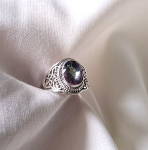Recién llegado, anillo de cuarzo místico chapado en rodio, joyería de boda de compromiso de Plata de Ley 925 para fiestas y aniversarios - Product Image 5