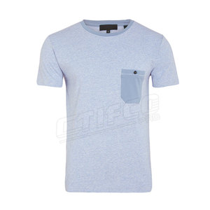 T-shirt à garniture contrastée en coton grande taille de bonne qualité T-shirt à garniture contrastée quantité minimale de commande bas Nouveau design - Product Image 1