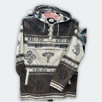Veste à capuche en coton imprimé à la main avec motif carré, doublure en polaire, réutilisable pour l'hiver/été, fabriquée au Népal