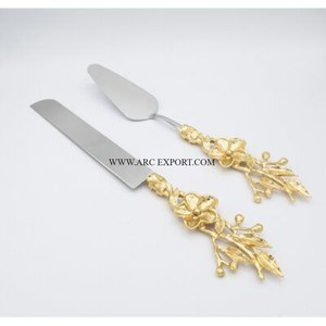 Serveur de gâteau et couteau en acier inoxydable fait à la main pour décoration de table de mariage et de table à la maison - Product Image 2