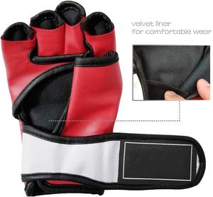 MMA <b>Gloves</b> for Kids Adults Punching Bag Boxing Sparring Grappling Half Finger Thick Padding Long Wrist Hook Loop Closure PU - Product Image 2