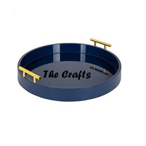 Plateau de service de luxe multifonction au design attrayant, poignées polies dorées, taille et forme personnalisées, logo personnalisé - Product Image 1