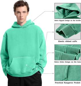 Sherpa Lined Men's Winter Pullover Sweatshirt Thick <b>Hooded</b> <b>Fleece</b> <b>Jacket</b> Custom Streetwear Plain Dyed Technique - Product Image 5