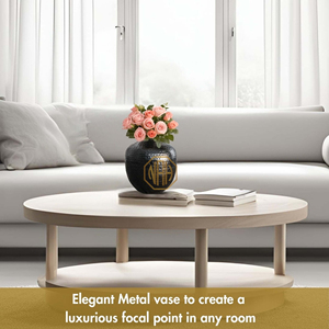 Florero de metal negro martillado decorativo maceta alta hecha a mano centro de mesa sala de estar Oficina Hotel evento exportador suministro a granel - Product Image 5