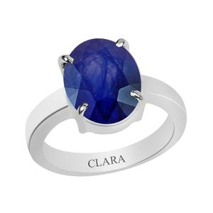 NOVAMART Fine Certified <b>Silver</b> <b>Statement</b> <b>Ring</b> Blue Sapphire Neelam Prongs 3.9cts 4.25ratti Oval Cut Geometric Diamond Romantic f - Product Image 1