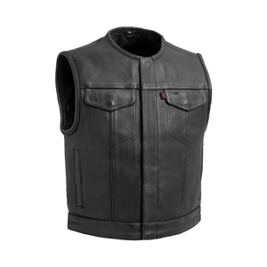 Gilet de moto en similicuir personnalisé pour homme, coupe-vent, col en V, boutons, style streetwear - Product Image 4