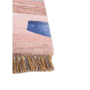 Tapis en laine et soie de bambou à motifs rayés Manchaha, noués à la main en rose et violet pour usage domestique - Les-1897 - Product Image 4