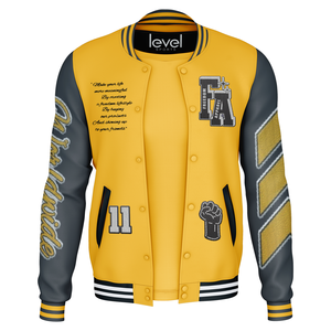 Veste Lightman de baseball brodée avec logo personnalisé Veste thermique rembourrée d'hiver décontractée à manches en cuir rouge et blanc vintage pour hommes - Product Image 1