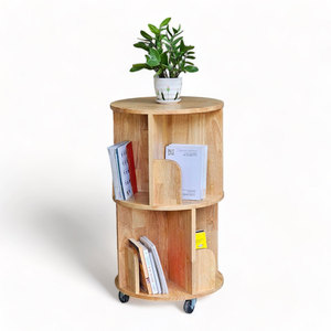 Estantería Móvil Compacta de 2 Niveles, Redonda, de Madera, KS68198, Organizador para Sala de Estar y Cocina, Fácil de Montar, Material Plástico y Metálico - Product Image 1