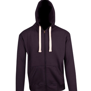 Sweat à capuche unisexe en molleton de coton violet foncé avec fermeture éclair, sweat à capuche décontracté d'hiver, streetwear uni, sweat à capuche à fermeture éclair pour homme - Product Image 5