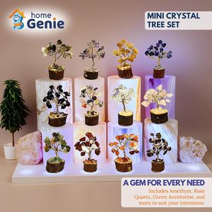 Nhà Genie thu nhỏ đá quý cây bonsai thiết lập | gói 12 nhiều màu pha lê cây trang trí <span class=keywords><strong>vastu</strong></span> và phong thủy Cây đá quý - Product Image 4