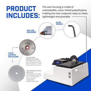 Scie lapidaire électrique de 6 pouces pour la découpe de roches, de pierres et de verre, comprend deux scies de précision de 6 pouces, équipement lapidaire - Product Image 2