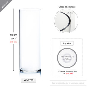 VCY0720 - Cylinder Glass <b>Vase</b> - 7 x 20 - Product Image 1